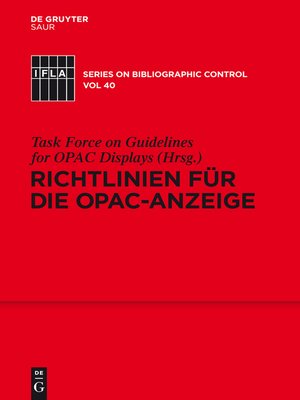 cover image of Richtlinien für die OPAC-Anzeige
